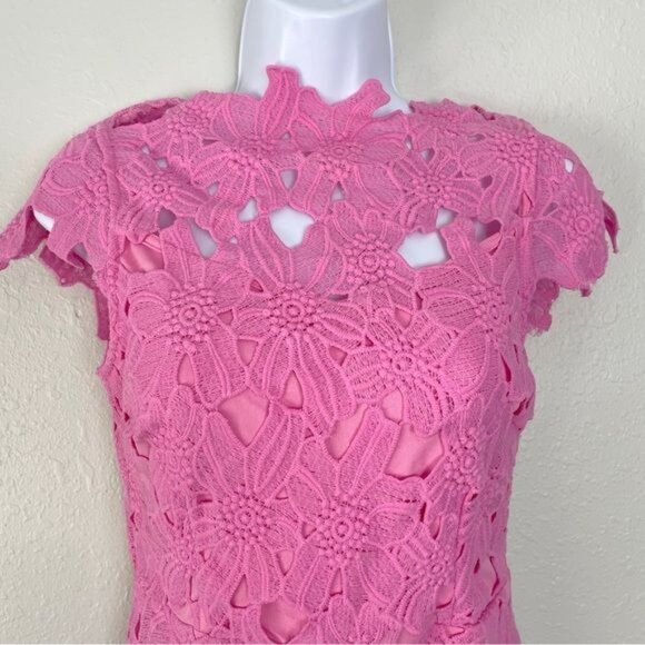 J.O.A. pink floral embossed eyelet mini dress S - Picture 3 of 13